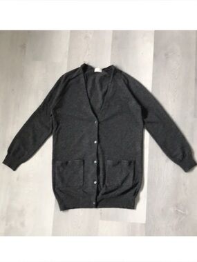 TSE CASHMERE CARDIGAN SWEATER LONGLINE V NECK BUTTON WOMENS LARGE